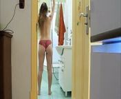 Slender Stepsister Dries Her Hair Forgetting to Close the Door and Does not see Me. AnnaHomeMix from girl piss dri