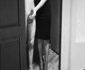 Mature mistress gives pleasure to the guy from aunty in fishnet stockings