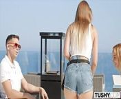 TUSHY Gorgeous Kelly has bday anal threesome with bff Sia from xxx sias