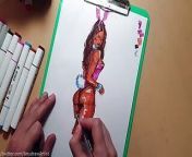 Drawing Technique , Female Sexy Figure , speed Drawing process sketch markers from somale sexy wasmo