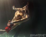 Siskina and Polcharova strip nude underwater from strip nude video