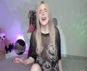 Hot naughty blonde girl singing in sexy outfit from girl singing