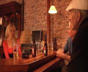 Two tourist oldmen fuck american blonde in a bar from babysitter oldmen