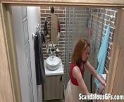 An erotic nude video of my hot redhead girlfriend showering from finns secret shower futa x male