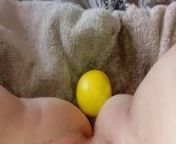 BBW slut nympho-Birthing an Orange 2 from contractions birth 2