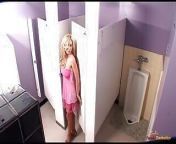 Lonely MILF masturbates before pleasuring three glory hole cocks at once from glory hole
