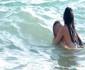 Getting her tits out on a nudist beach always turns on her big cock boyfriend from prengant beach