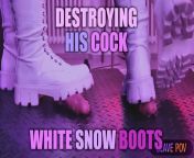 Slave POV of Tamy destroying your cock in white snow boots with an aggressive CBT, bootjob and post orgasm- FH Exclusive from saba qamer xxx fh