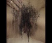 Very hairy Inge enjoys a shower after sport from ing chilly pussy