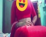 Indian Gay Crossdresser in Red Saree XXX Feel the Feminine Feel Playing with Her Boobs from xxx indian shema