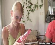 Family threesome orgy with b-day blonde girl from old man daddy b