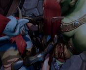 Elf Double teamed by an Ork and a Troll from troll the visits amma