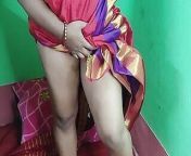 Desi hot aunty Strips in red sharee and fingering with three fingers from red panty bengali bhabi fingering her pussy