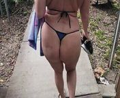 Milk walking in public wearing a thong from naked girl wearing