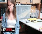 Shoplyfter - Pretty Petite Babe Brooke Bliss Bends Over The Officer's Desk And Spreads Her Legs from alex bliss sex xxx
