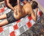 Desi Indian bhabhi massage after getting fucked by step brother from desi chick gets body massage
