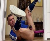 Chasity Bottom Footballplayer in soccer socks is streching his ass till anal orgasm and cumshot from chris geary gay male naked