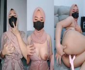 Hijab girl tries anal masturbation from jilbab satin