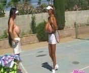 Minka and Jade Feng - Topless Tennis from asian4you feng mei zhe