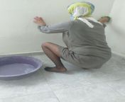 Hijab woman cleaning kitchen from hijra women sex