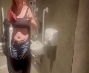 Stepmom joins horny stepson in cinema toilet to help release his big build up flashes him and sucks his Cock from junior nude in cinema