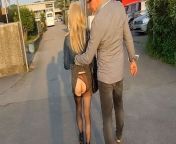 Tranny Girl PUBLIC with a dominant guy! After facial cumshot she continues walking through the city! from shemale blonde pantyhose