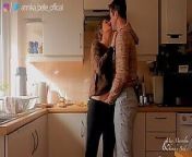 Kitchen make out with kissing & fingering - sensual teasing stepsister from tongue kiss mom