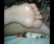 Sexy night time soles licked from lucky man worships sexy feet red toenails