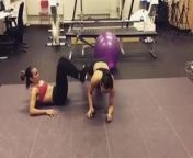 Ali Riley & Marta workout in sports bras and leggings from bra ali wet boob