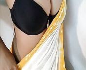 Desi bengali shruti bhabhi teasing with her big natural tits in yellow saree from shruti lift hot boob