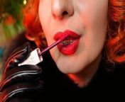 lipstick fetish video - close up ASMR - blogger Arya in FUR from arya lip kiss