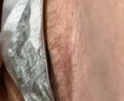 Fat and hairy pussy squirts on top of the thread thong from hebe heaven net thread
