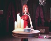 Redhead wizard having sex with a big tits futanari succubus in a 3d animation from dewor