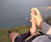 Huge Dirty Cock Gets Handjob In Public And Squirts A Lot Of Thick Sperm In Front Of The Beach from latino gay man