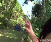 Watching Wife Fuck Camping Neighbor in Tent from public place touching cock