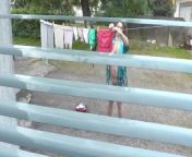 Neighbor in bathrobe without panties and bra dries washing courtyard, neighbour watching out window from amma bra jatti open photosx girl