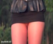Jeny Smith in nylon pantyhose without panties shocked a biker in the forest. Bottomless in Public. from bikel
