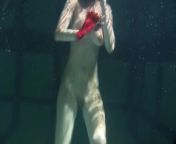 Siskina and Polcharova strip nude underwater from tiny nude