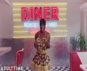 ADULT TIME - Ebony Mystique SUPER SOAKS Diner With SQUIRT While Making A Sundae! from sunda sexs