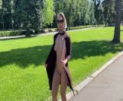 Stylish Lady walks naked in park. Public. from tamile attras nuda po