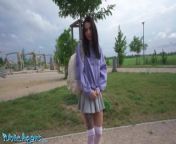 Public Agent - gorgeous natural young and skinny college girl takes Euros for outdoor flashing and sex outside with big dick from flash in public girl touc