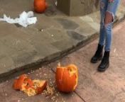 Pumpkin Smashing with Blonde Big Tits KENZIE TAYLOR for Halloween Trick or from x3 ban